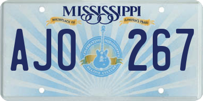 MS license plate AJO267