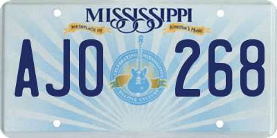 MS license plate AJO268
