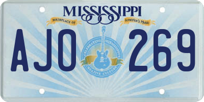 MS license plate AJO269
