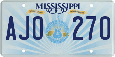 MS license plate AJO270