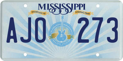 MS license plate AJO273