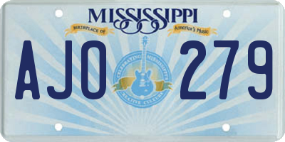 MS license plate AJO279