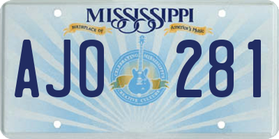 MS license plate AJO281
