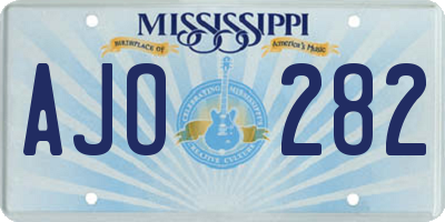 MS license plate AJO282