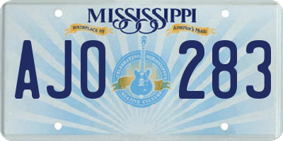 MS license plate AJO283