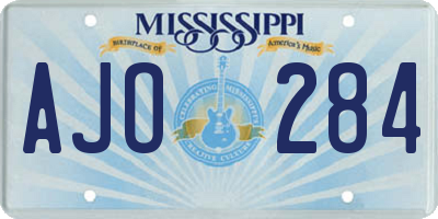 MS license plate AJO284