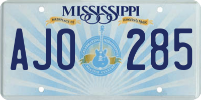 MS license plate AJO285