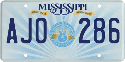 MS license plate AJO286