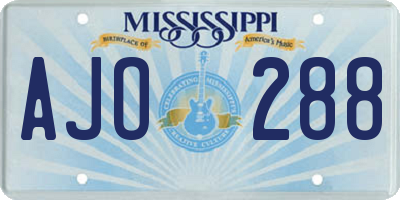 MS license plate AJO288