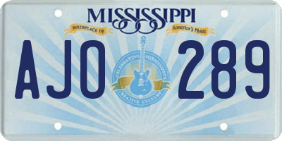 MS license plate AJO289