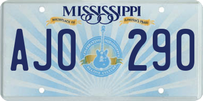 MS license plate AJO290