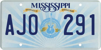 MS license plate AJO291