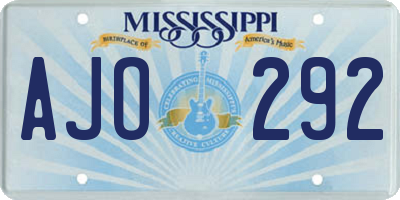MS license plate AJO292