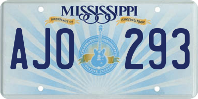 MS license plate AJO293