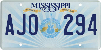 MS license plate AJO294