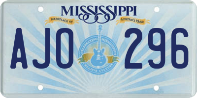 MS license plate AJO296