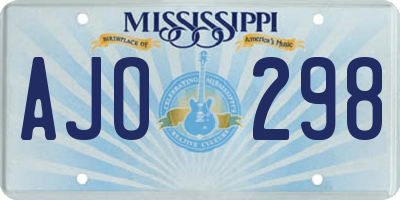 MS license plate AJO298