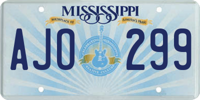 MS license plate AJO299