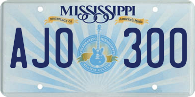 MS license plate AJO300