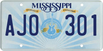 MS license plate AJO301