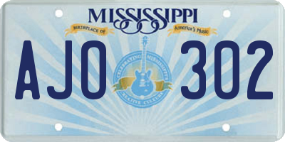 MS license plate AJO302