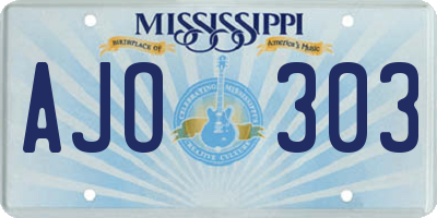 MS license plate AJO303