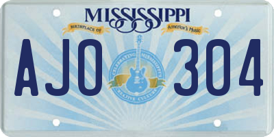 MS license plate AJO304