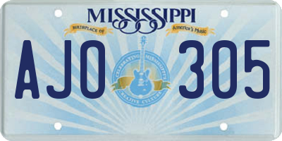 MS license plate AJO305