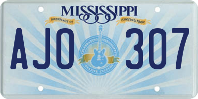 MS license plate AJO307