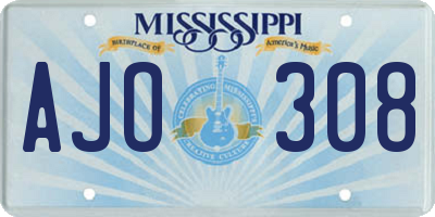 MS license plate AJO308