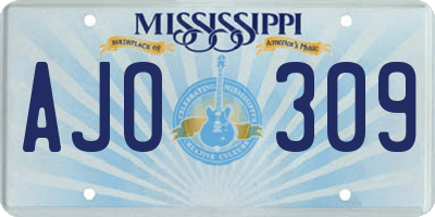 MS license plate AJO309