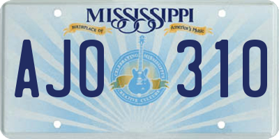 MS license plate AJO310