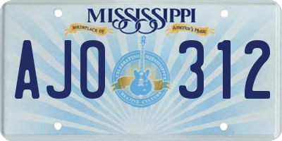 MS license plate AJO312