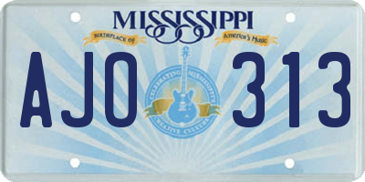 MS license plate AJO313