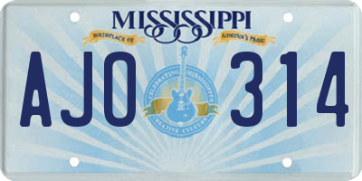 MS license plate AJO314