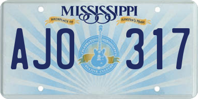 MS license plate AJO317