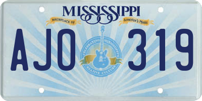 MS license plate AJO319