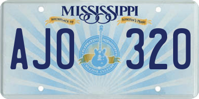 MS license plate AJO320