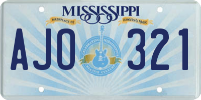 MS license plate AJO321