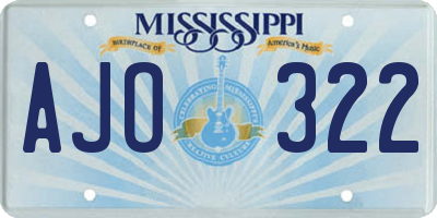 MS license plate AJO322