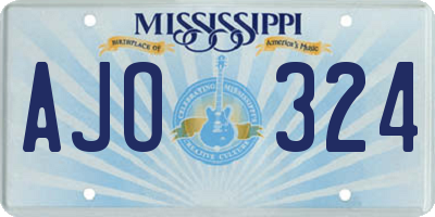 MS license plate AJO324