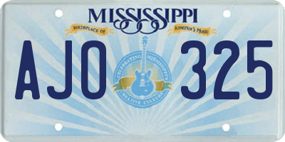 MS license plate AJO325
