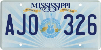 MS license plate AJO326
