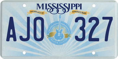 MS license plate AJO327