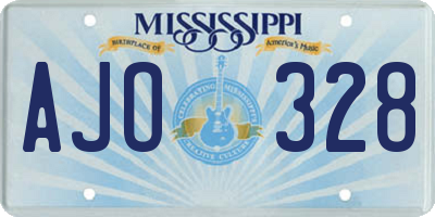 MS license plate AJO328