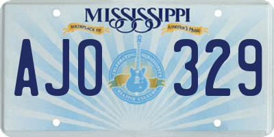 MS license plate AJO329
