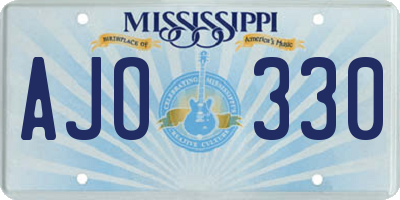 MS license plate AJO330
