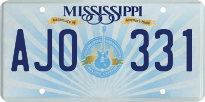 MS license plate AJO331