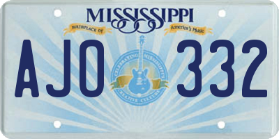 MS license plate AJO332