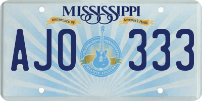 MS license plate AJO333